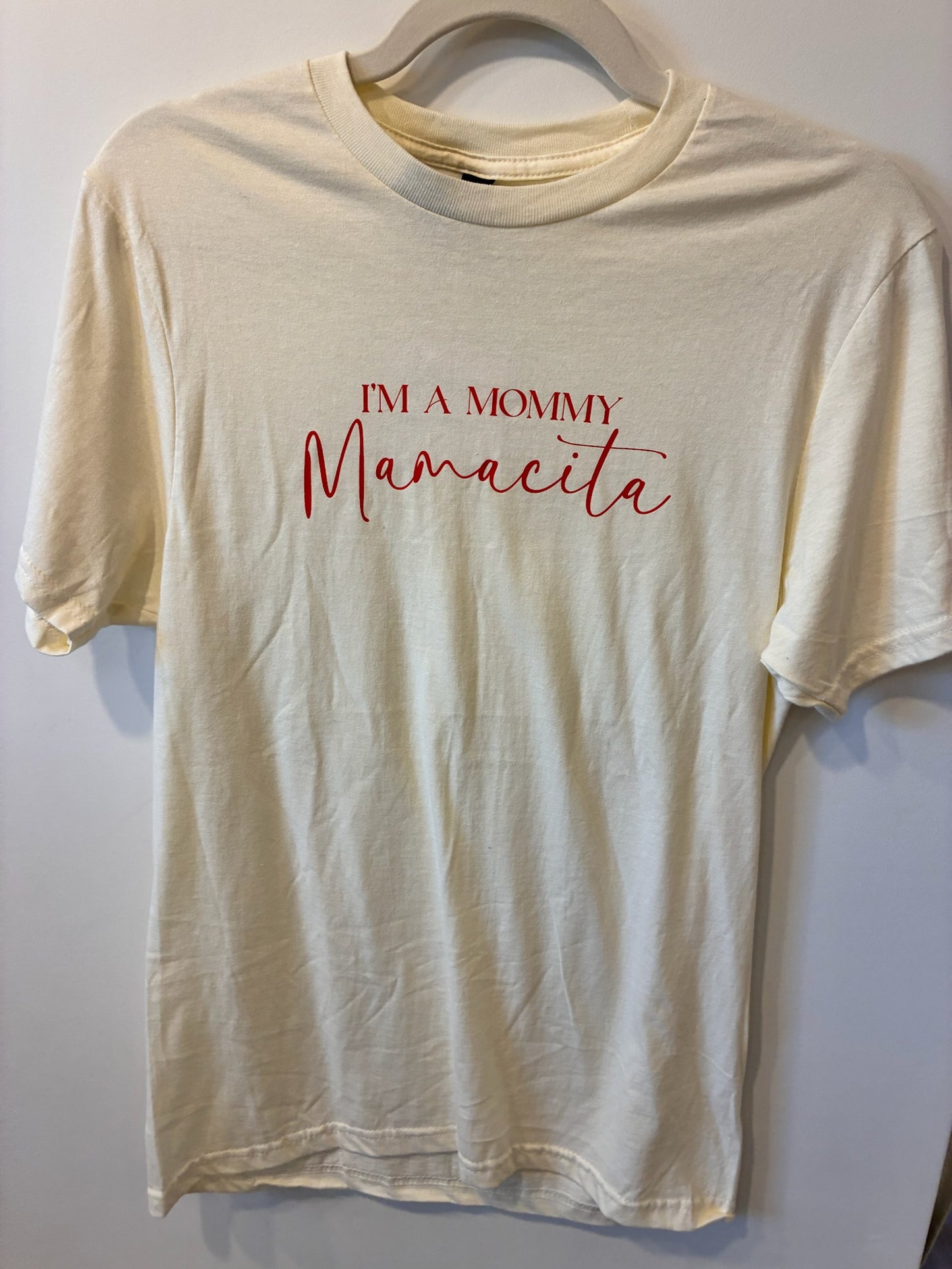 “I’m a Mommy Mamacita” Graphic Tee (Cream/Red)
