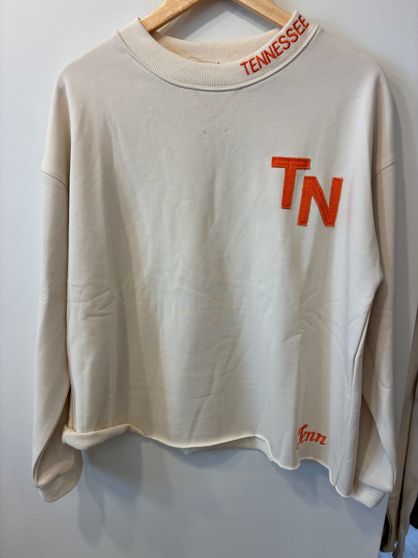 TN Collar Embroidered Sweatshirt (Cream/Orange)