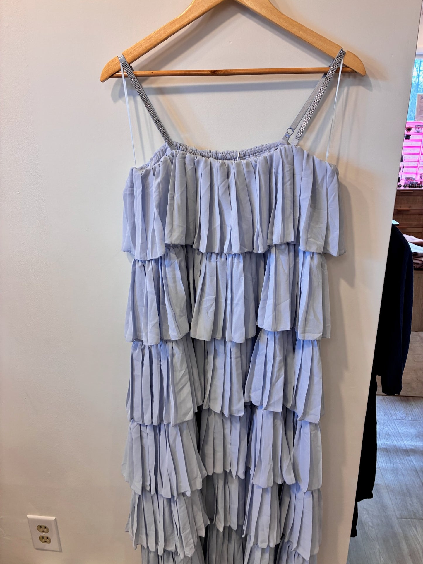 Blue Skies Cascade Tier Maxi Dress