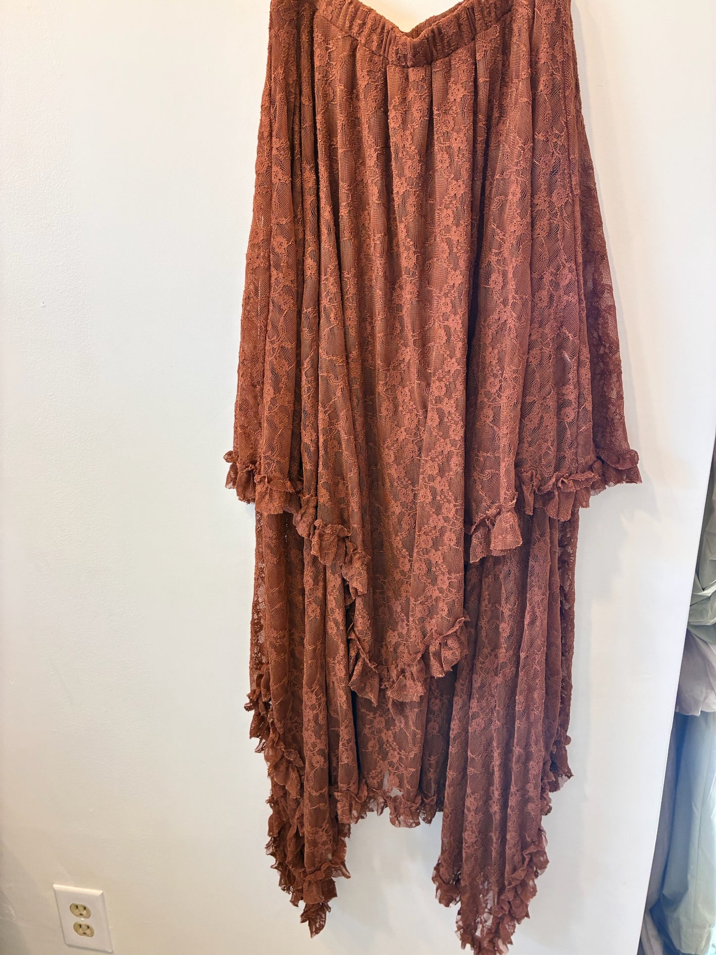 Terracotta Lace Cascade Skirt (Rust Lace)