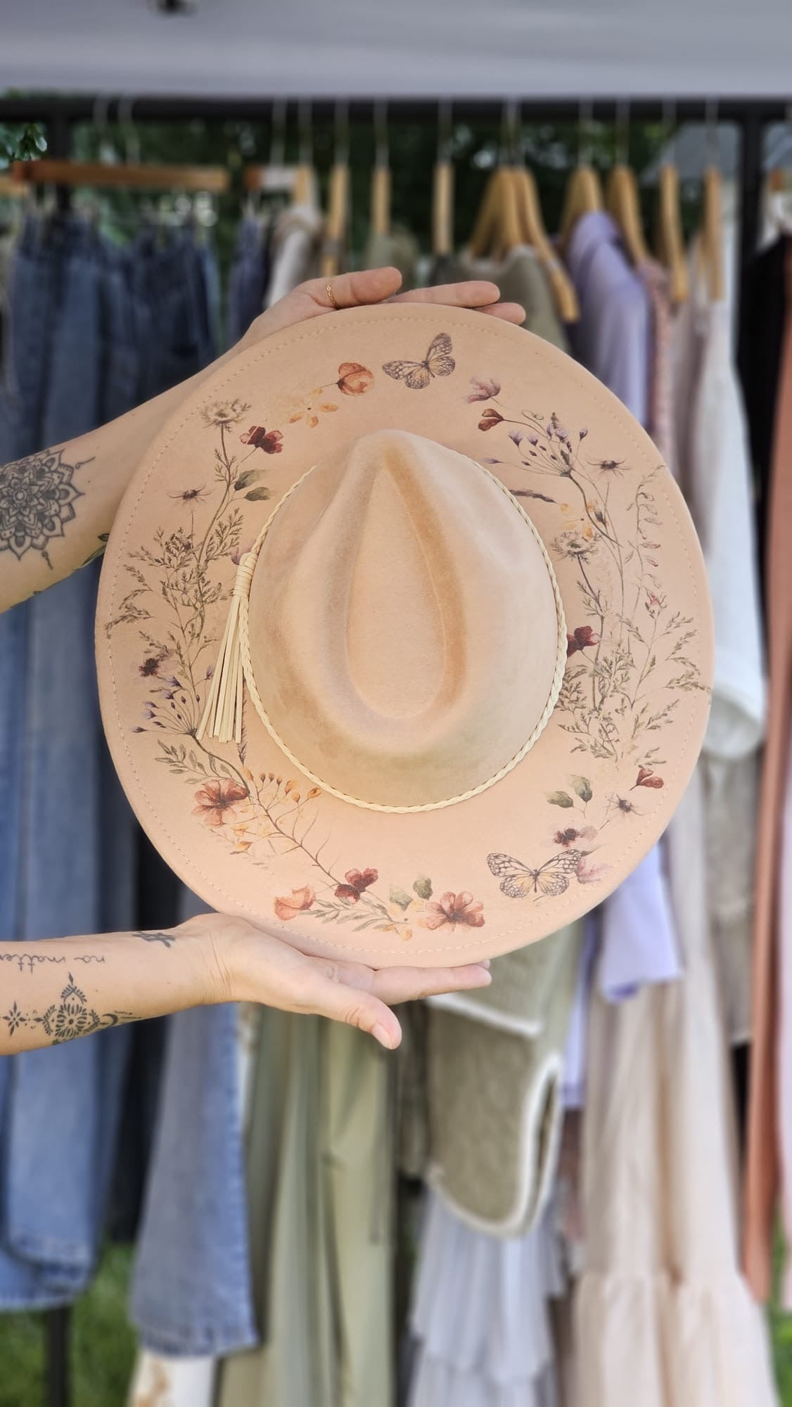 “Butterfly Bloom” Hand-Painted Hat