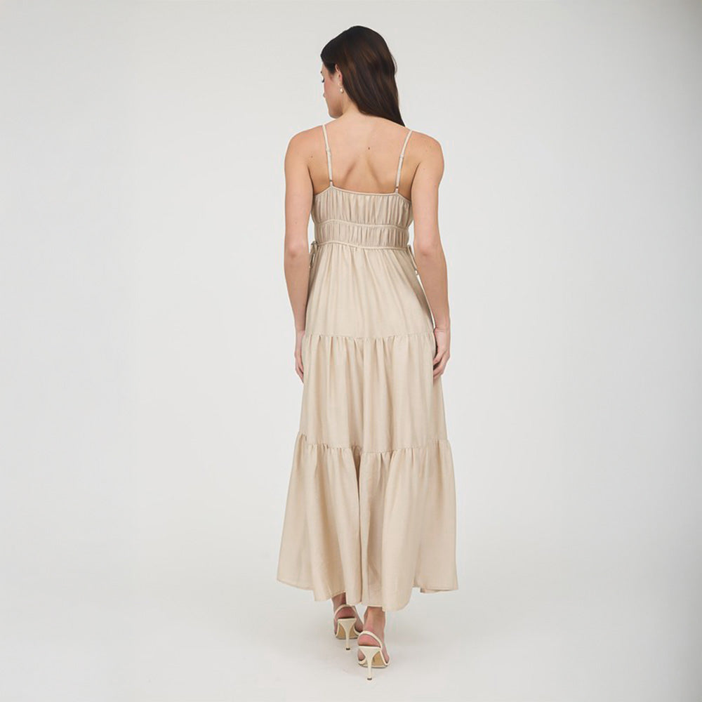 Beige Tiered Maxi Dress