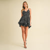 Black & White Floral Ruffle Mini Dress