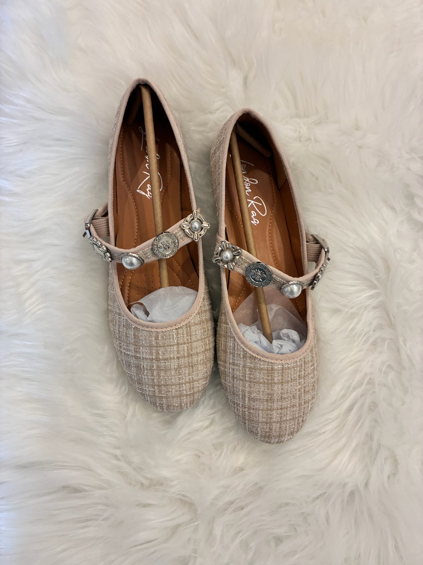 (Noyoma) Pearl Charm Tweed Flats (Blush)