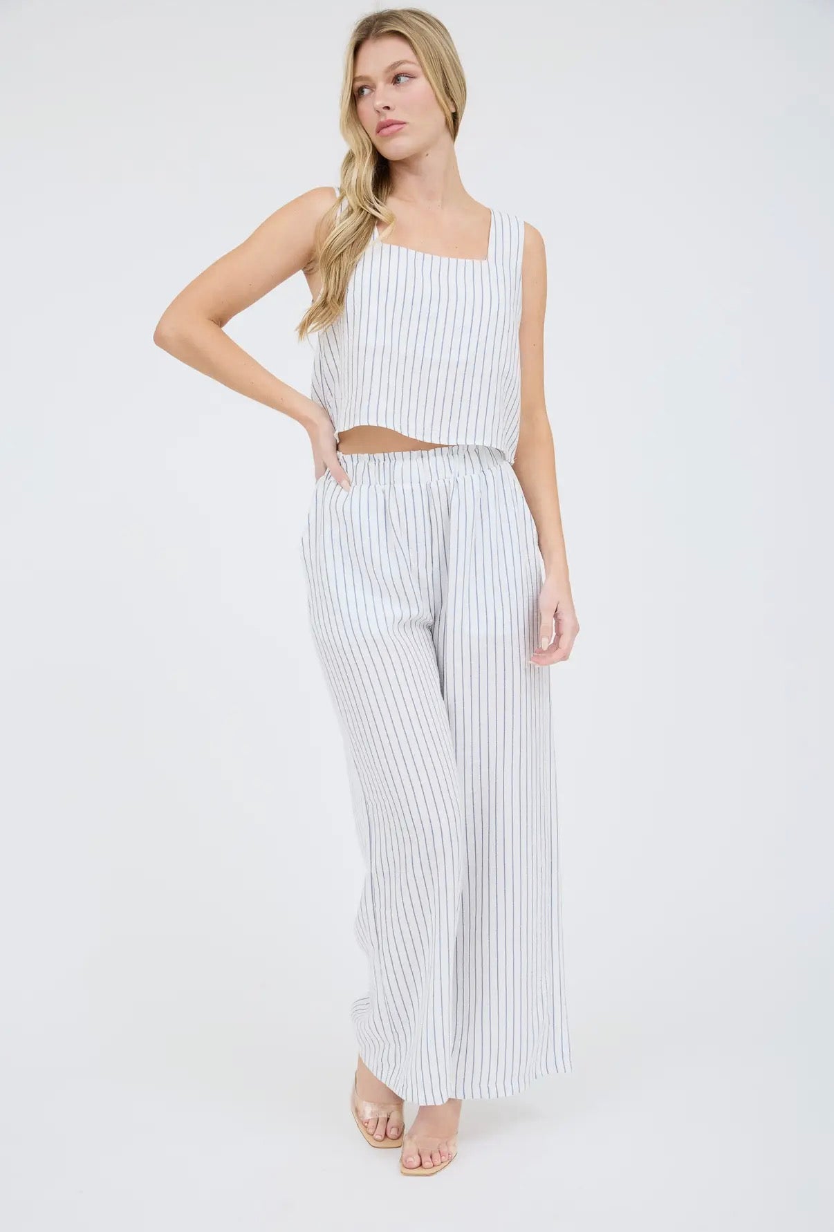 Coastal Linen Stripe Set (blue/white)