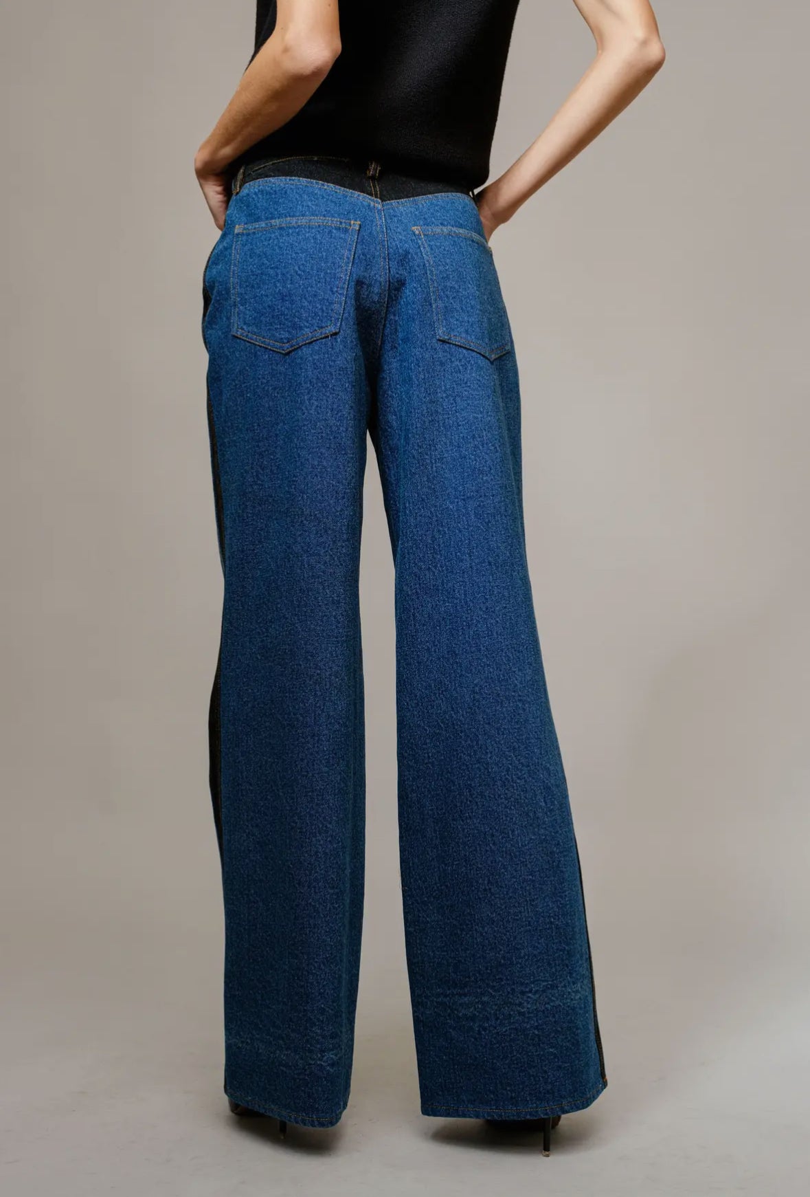 Midnight Lane Two-Tone Wide Leg Jeans