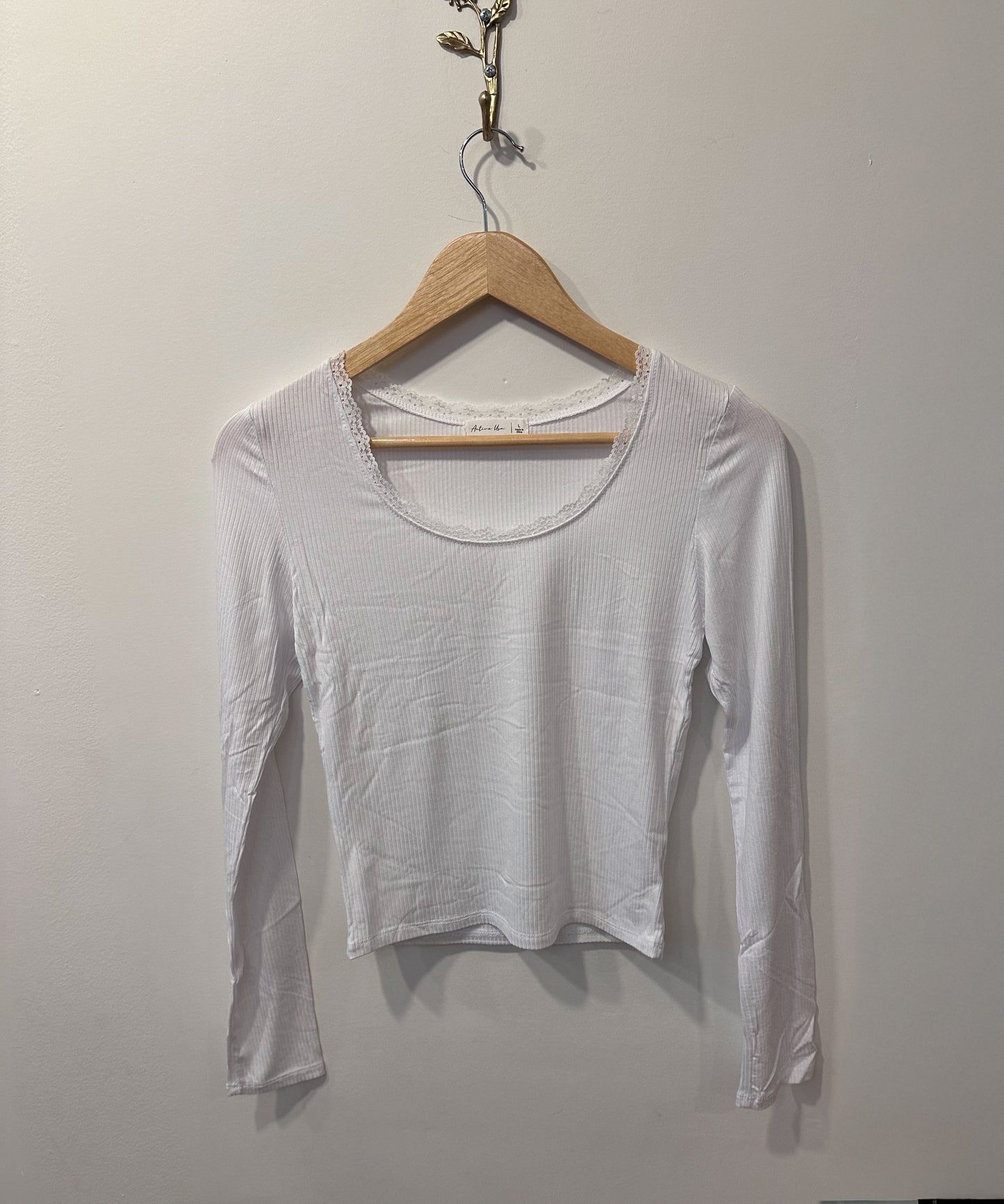 Soft Romance Ribbed Top (White)