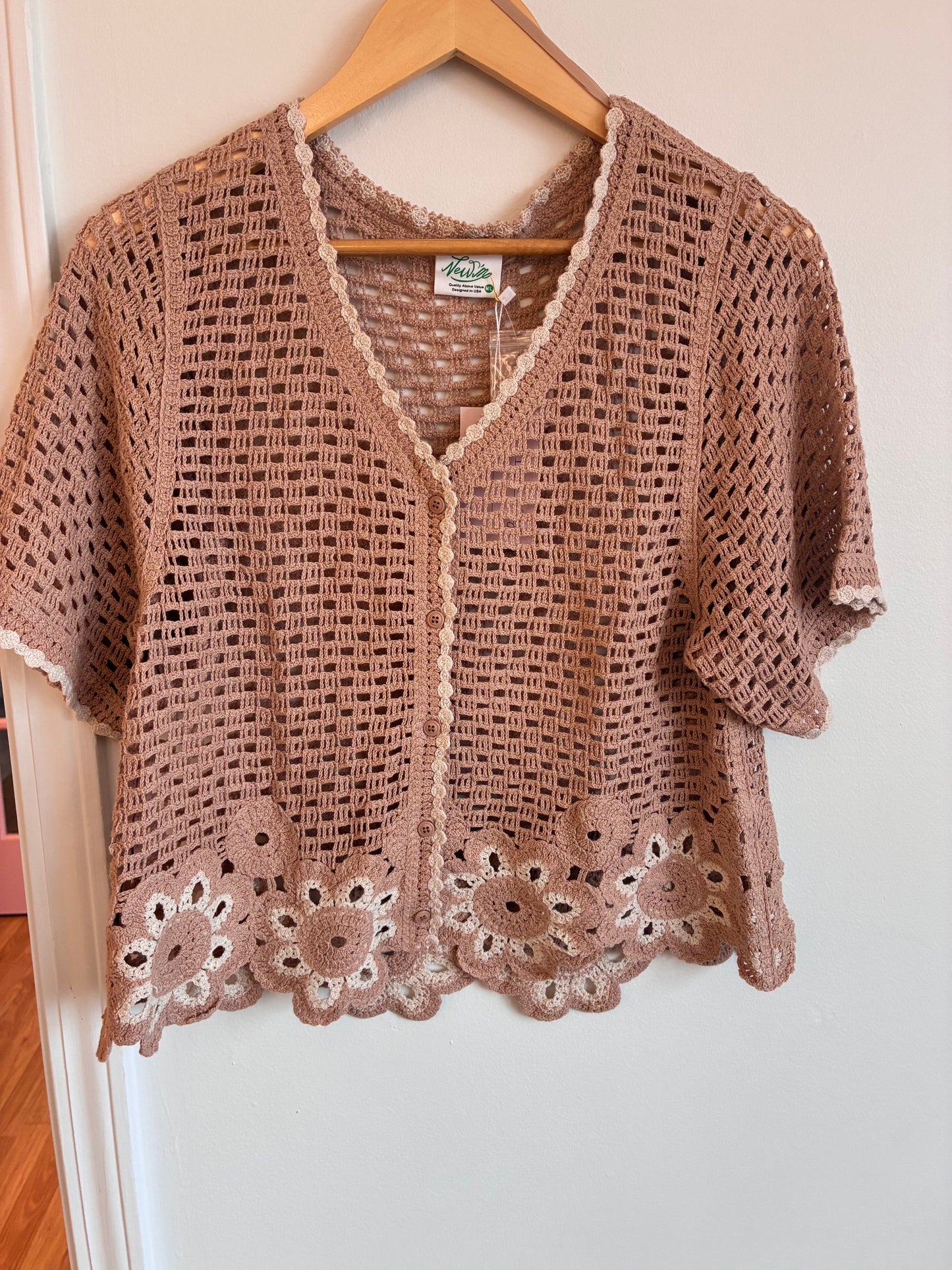 Floral Crochet Button Cardigan