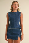 Denim Open-Back Skort Set