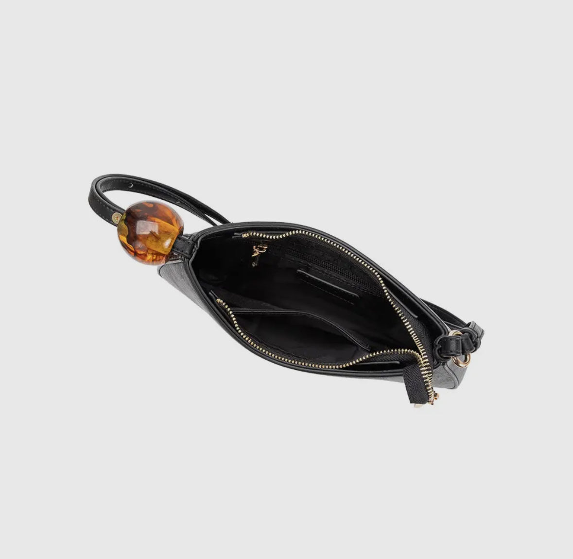 Pilar Resin Accent Shoulder Bag - Black