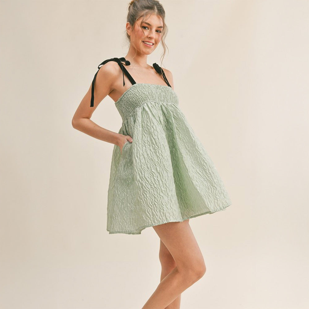 Textured Babydoll Mini Dress