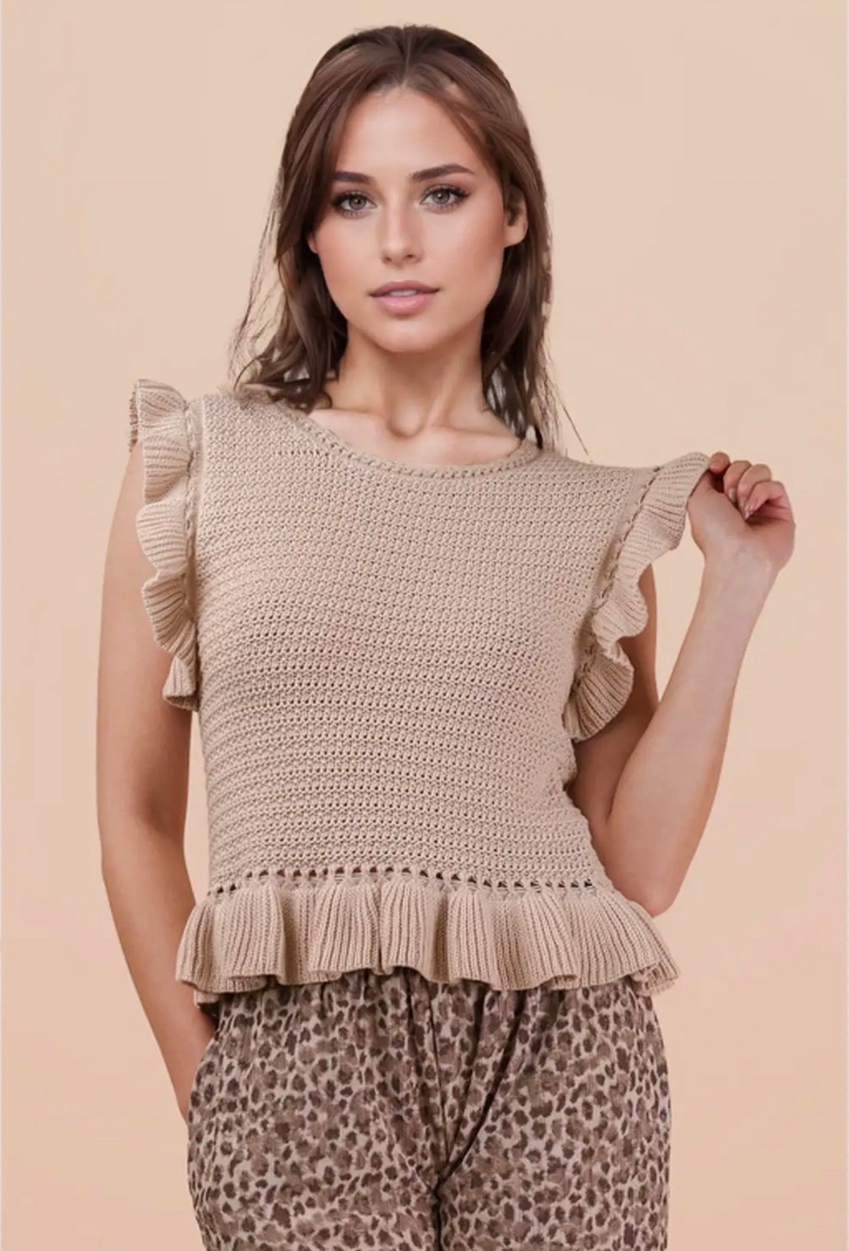 The Sienna Sweater Tank-Sand