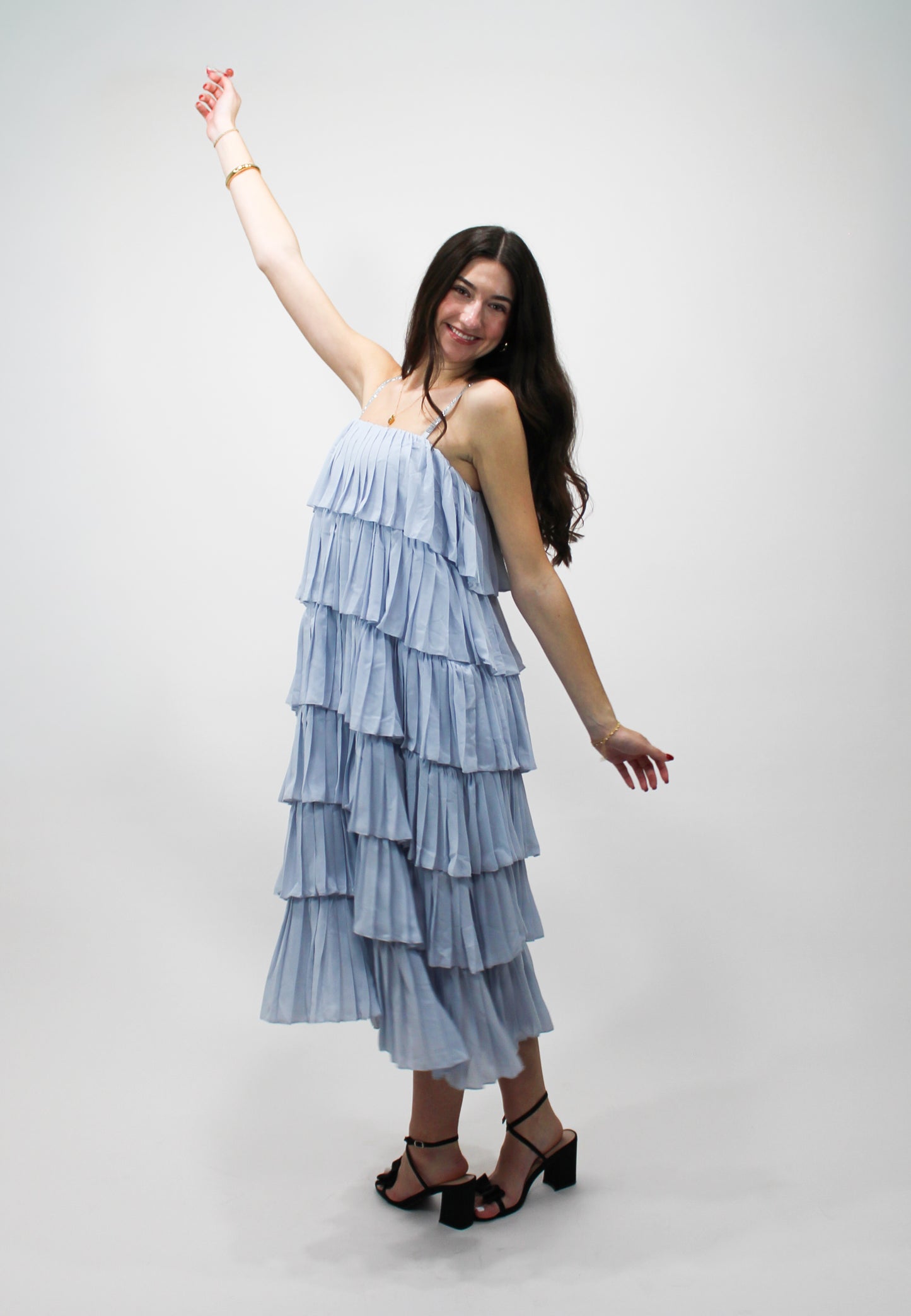 Blue Skies Cascade Tier Maxi Dress