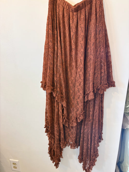 Terracotta Lace Cascade Skirt (Rust Lace)