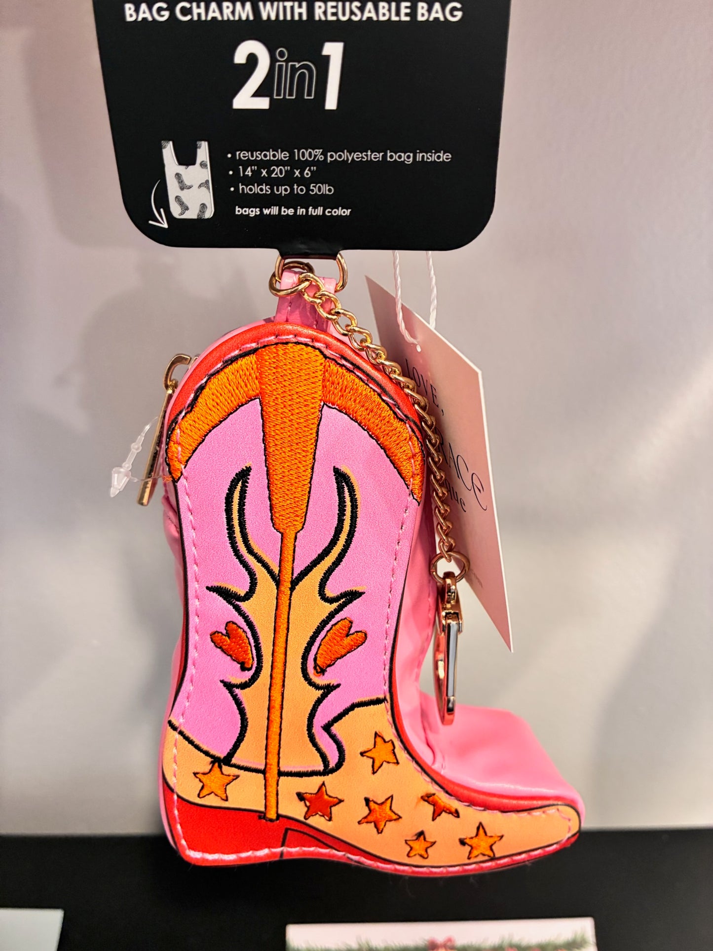 Cowgirl Boot Bag Charm + Reusable Bag