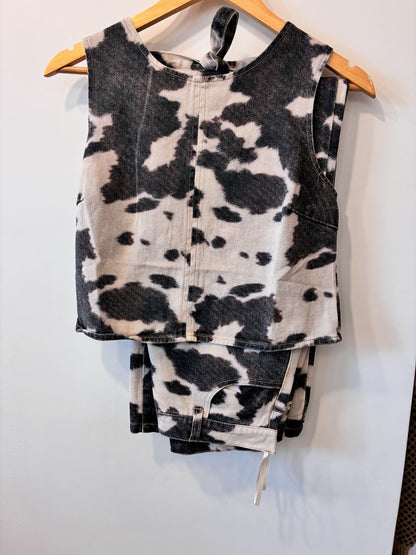 Wild Cowprint Two-Piece Set (Black/White)