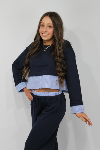 Coastal Comfort Two-Piece Set (Navy/Blue)