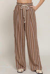 Striped Linen Blend Pants (Mocha)