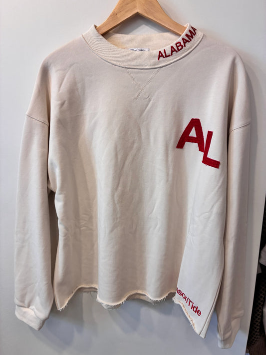 Crimson Tide Embroidered Sweatshirt (Cream/Crimson)
