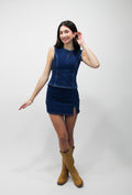 Dark Denim Halter Skort Set (Dark Denim)