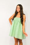 Mint Crinkle Babydoll Dress (Mint with Velvet Straps)