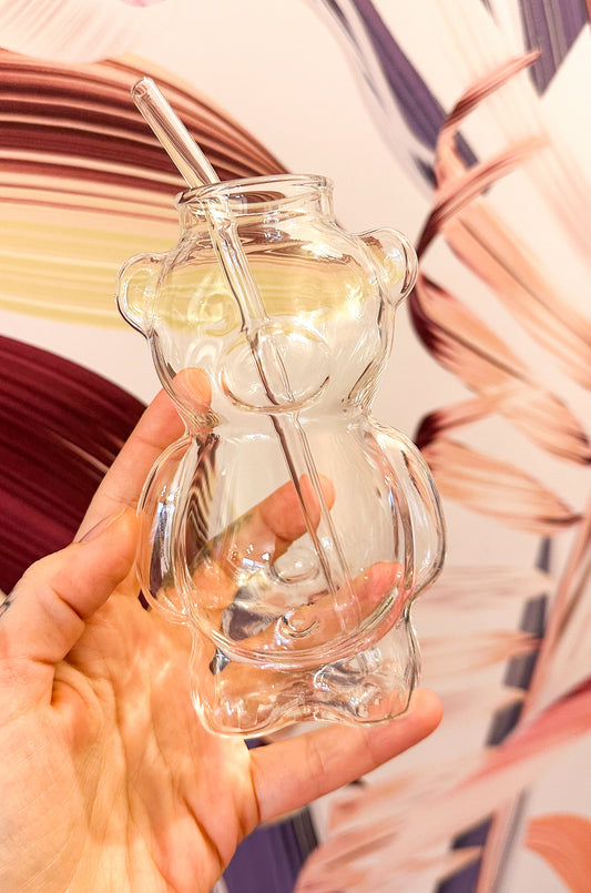 Glass Bear Sipper Cup
