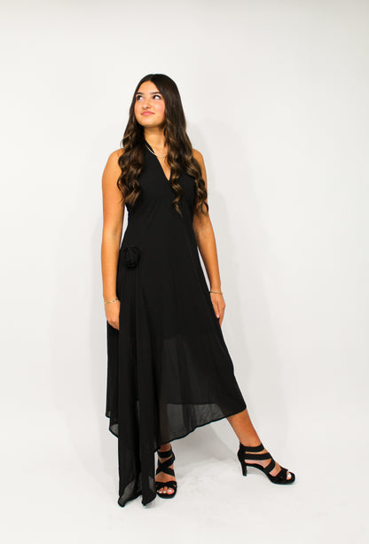 Midnight Muse Halter Dress (Black)