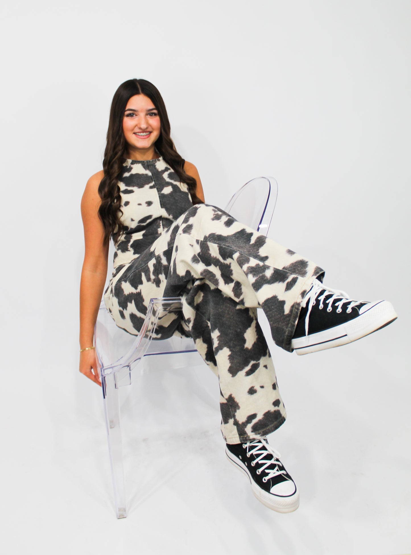 Wild Cowprint Two-Piece Set (Black/White)