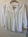Lace Trim Peasant Blouse (White)