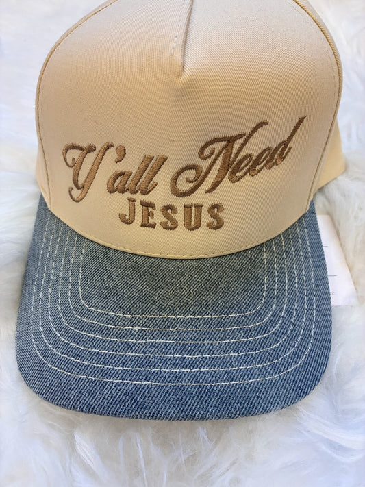 Y’all Need Jesus Denim-Brim Hat