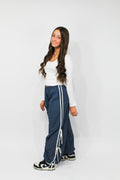 Blue Parachute Pants (Tie Detail)