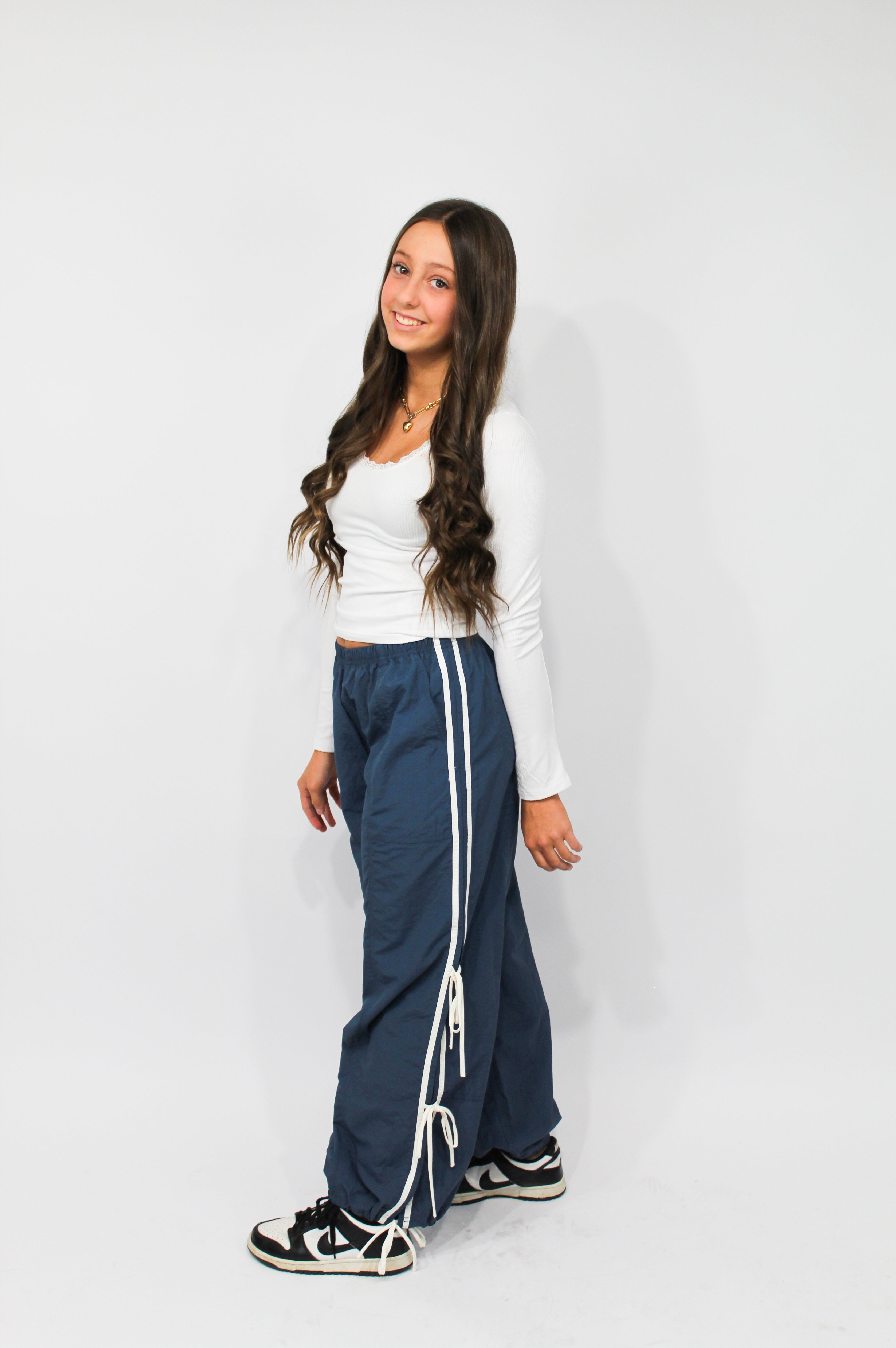 Blue Parachute Pants (Tie Detail)