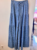 Daisy Denim Tiered Pants (Light Blue Chambray)