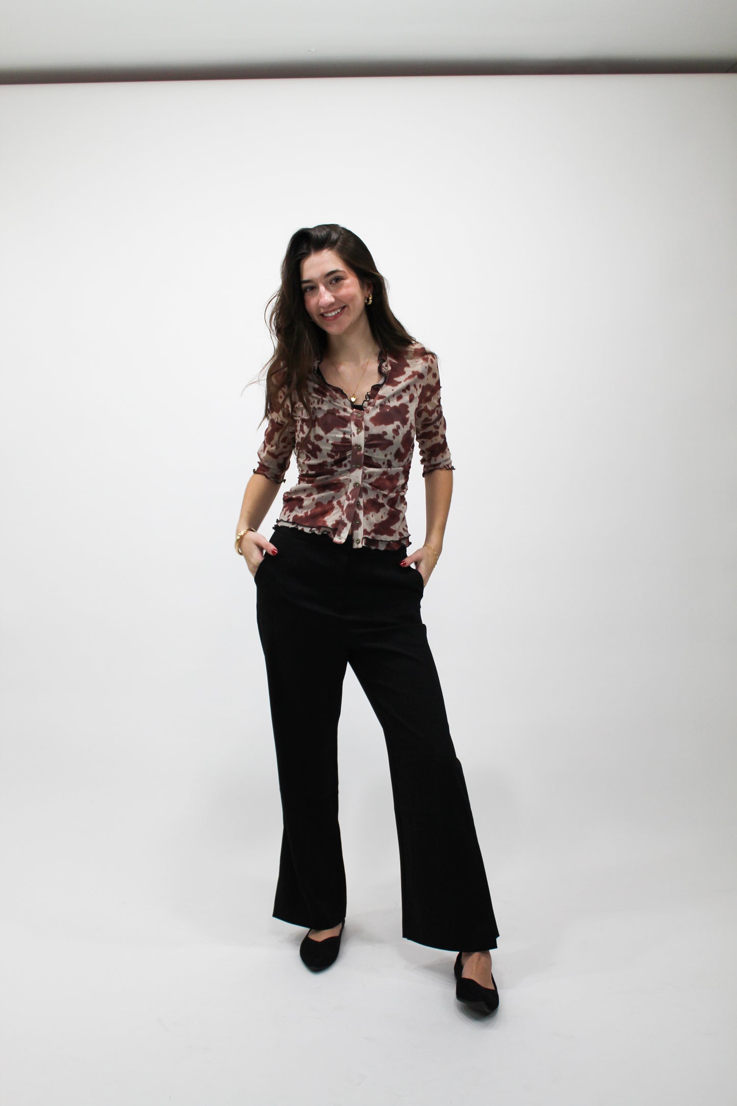 Saddle Chic Cow Print Top