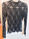 Black Floral Sheer Lace Top