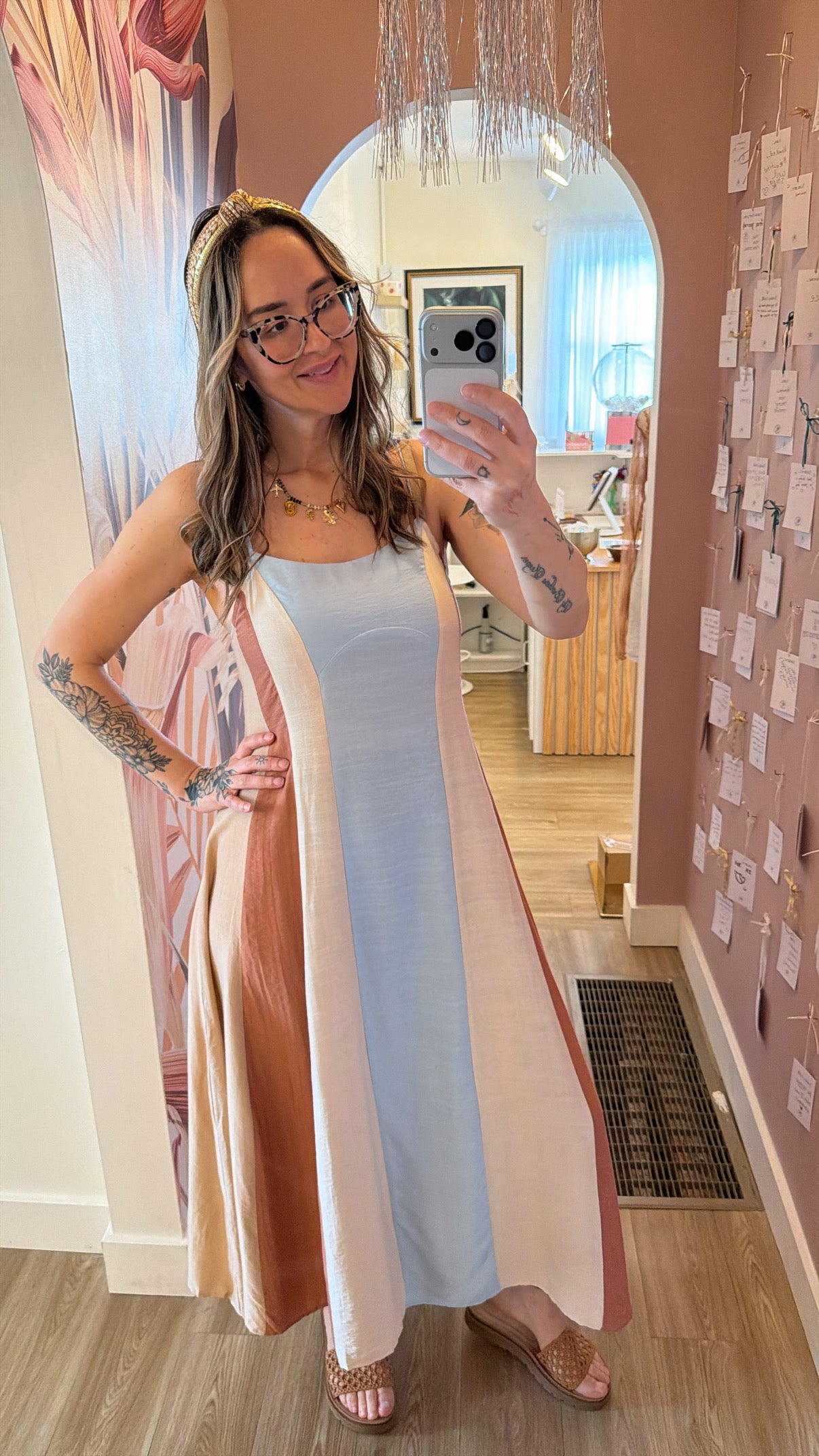 Colorblock Maxi Dress (Neutral Multi)