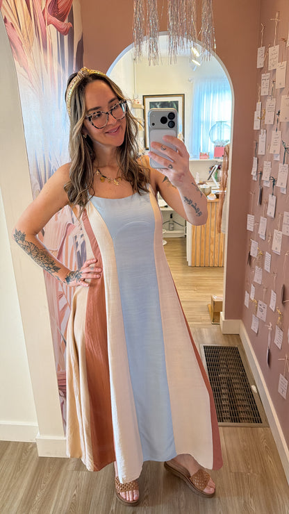 Colorblock Maxi Dress (Neutral Multi)