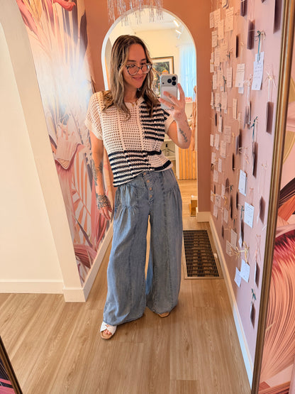 Chambray Wide Leg Pants