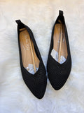 (Selaris) Woven Knit Pointed Flat shoes (Black)