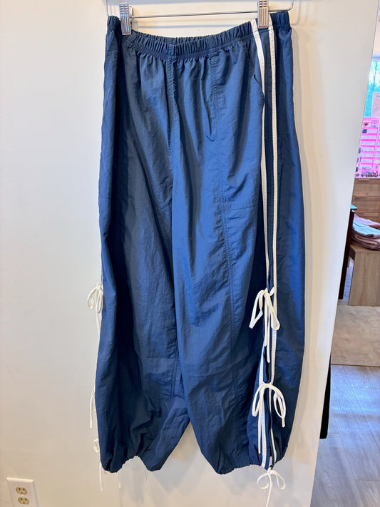 Blue Parachute Pants (Tie Detail)