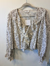 Vintage Bloom Ruffle Blouse (Ivory/Brown Floral)