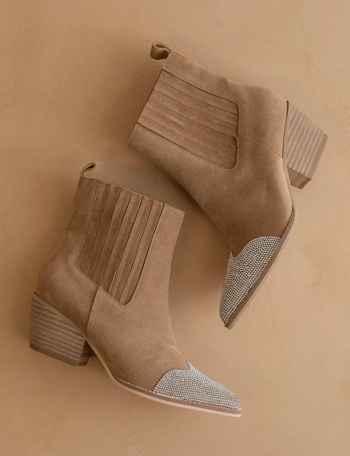(Oasis Society) Zuri Khaki Rhinestone Western Bootie