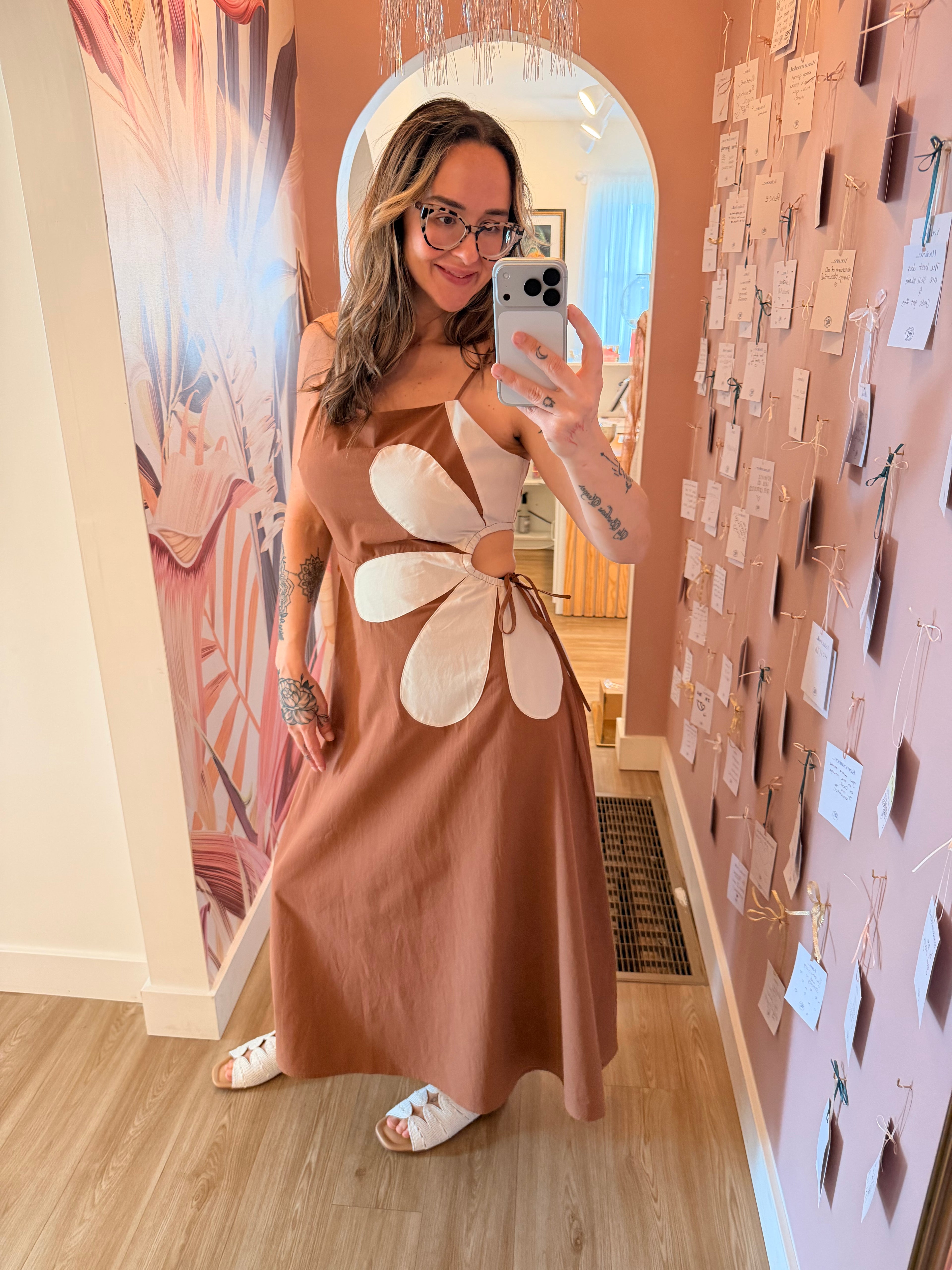 Terracotta Petal Muse Midi Dress