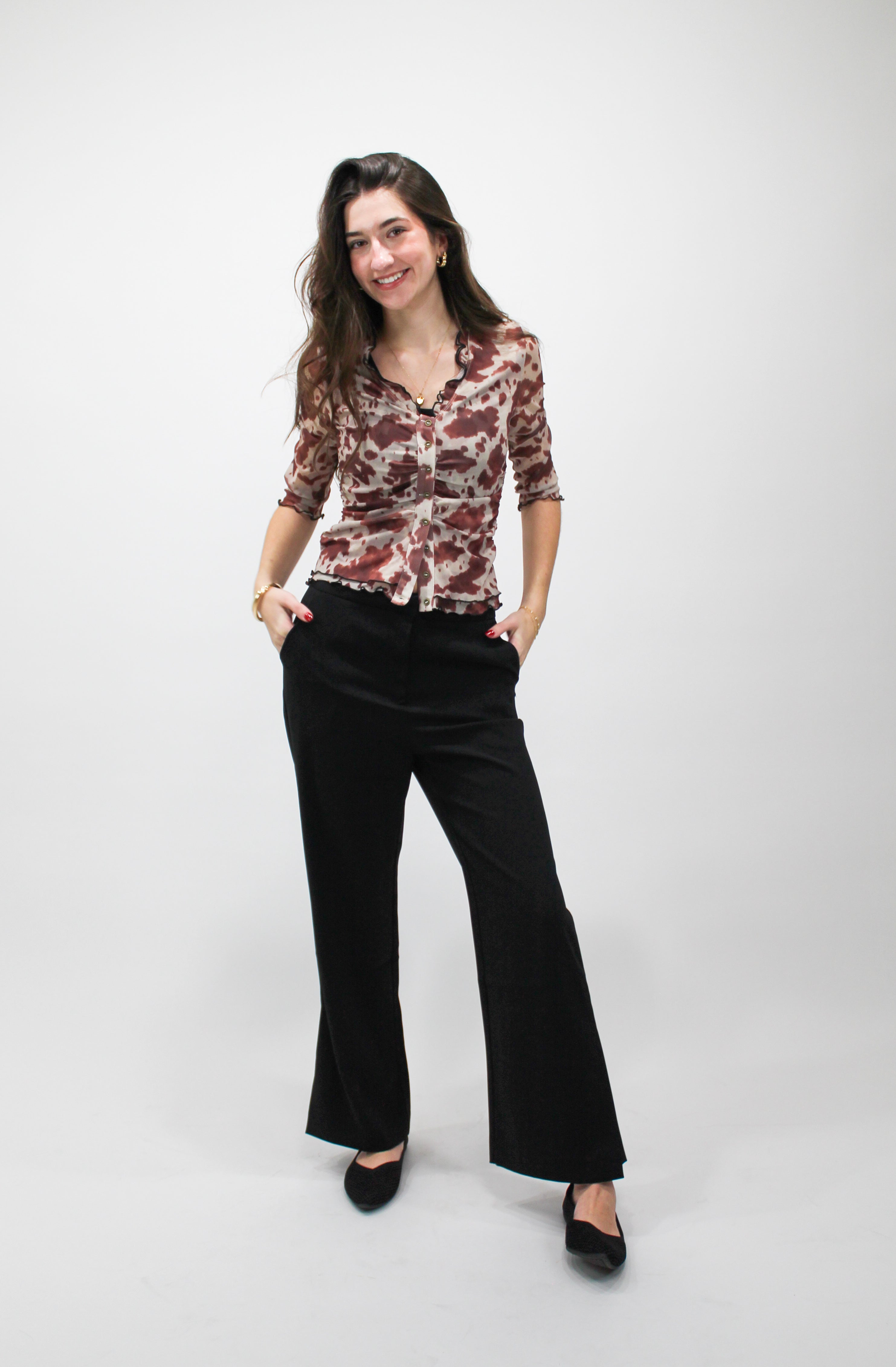 Saddle Chic Cow Print Top