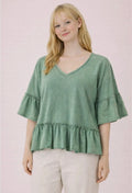 The Willow Ruffle Tee-Sage