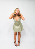 Soft Edge Faux Leather Dress (Stone)
