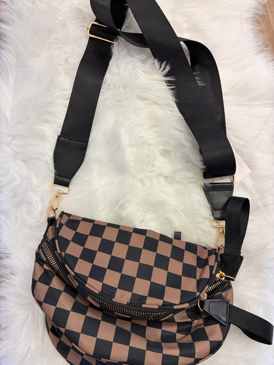 Brown Checker Crossbody Bag