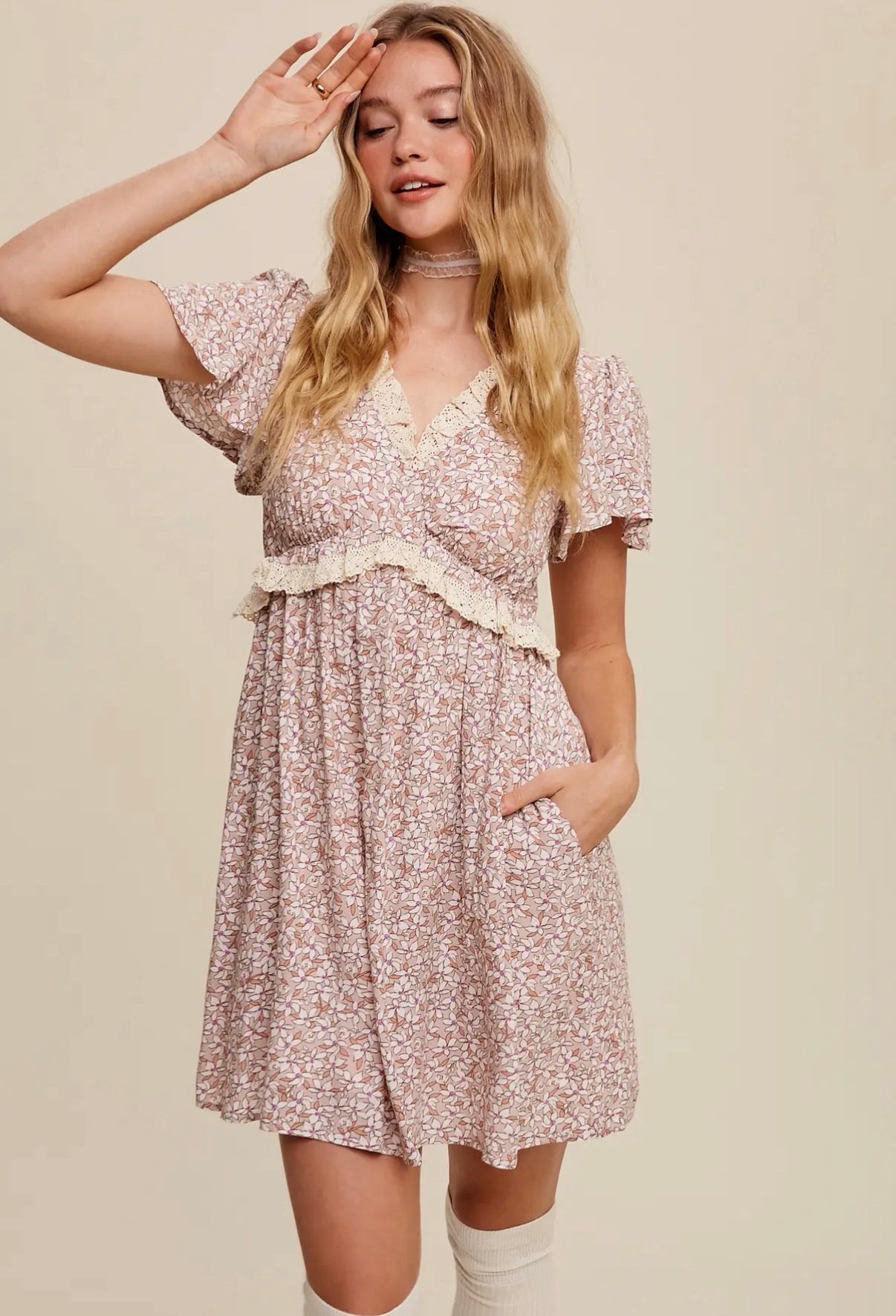 Blush Garden Ruffle Mini Dress