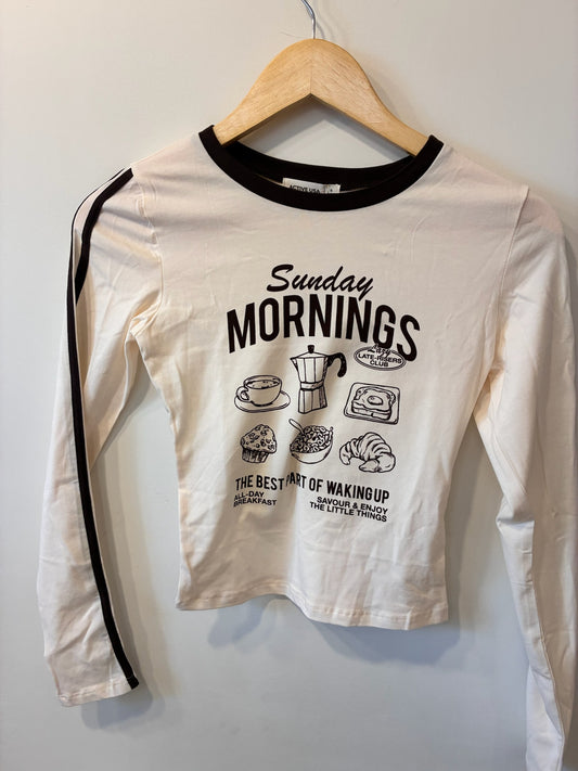 Sunday Mornings Graphic Tee (Cream/Black)