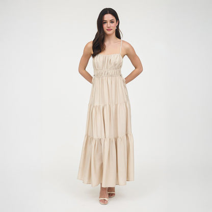 Beige Tiered Maxi Dress